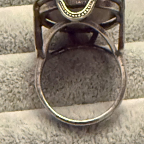 Silver ring with multicolor and green Swarovski stone new