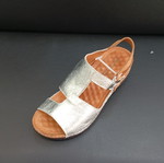 Silver leather platform sandals with anatomical insole, size 37