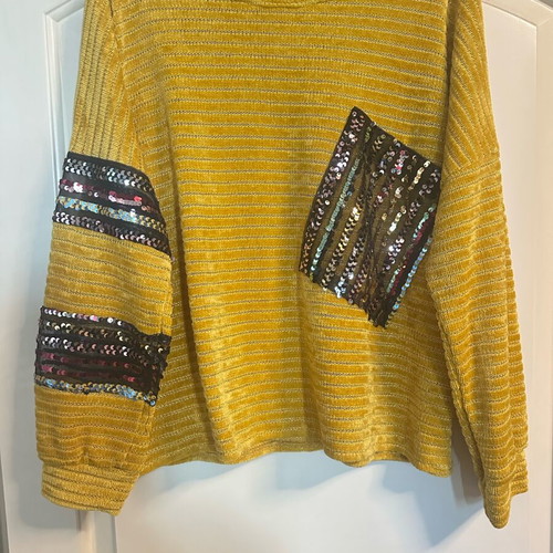 Velvet blouse new with sequins yellow Fia