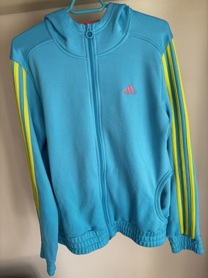 Adidas women's top size S like new, turquoise with yellow stripes