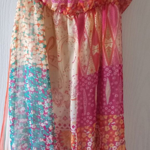 Colorful Patchwork Strapless Bubble Dress like new, size S/M