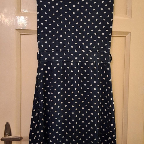 Blue polka dot dress used with elastic top, size S