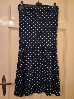 Blue polka dot dress used with elastic top, size S
