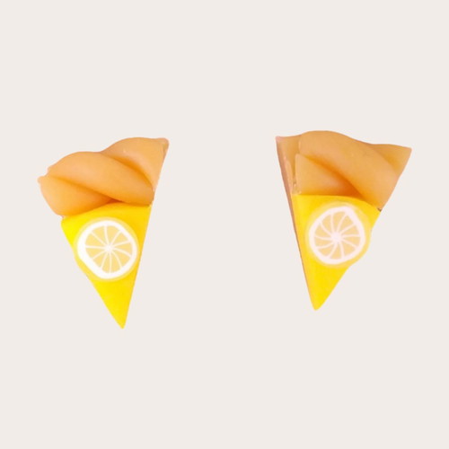 Studded earrings yellow with polymer clay