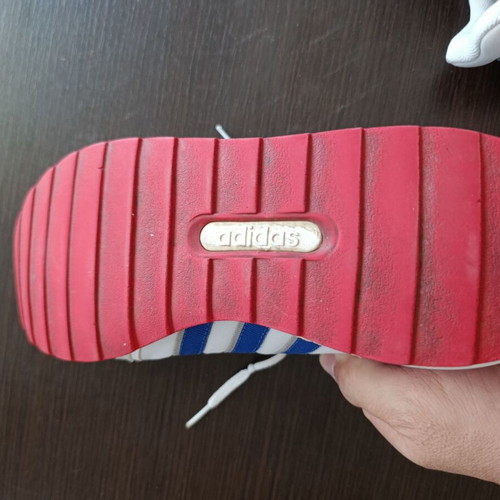 Adidas athletic shoes size 44 used, white and blue