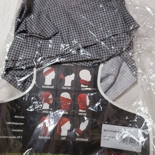 Multi scarf Polo grey checkered polyester new