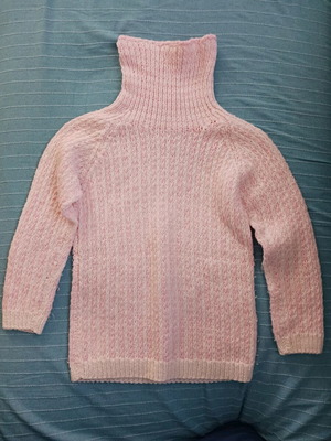 Children's pink turtleneck sweater like new handmade knit