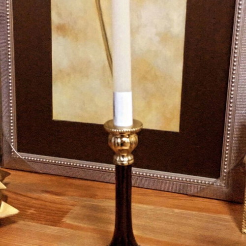 High Aesthetic Black/Gold Candlestick 20cm New
