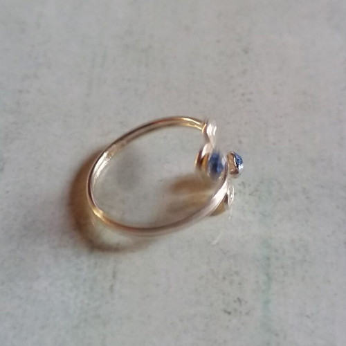 925 Silver Spiral Toe Ring with Blue Strass New