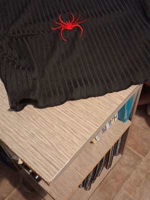 Shein black top with red spider embroidery, XS