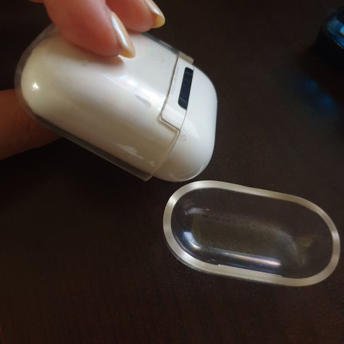 Transparent AirPods case like new with dinosaur design