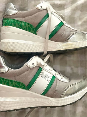 Michael Kors sneakers μεταχειρισμένα, πλατφόρμα 6cm, άσπρο και πράσινο, μέγεθος 36