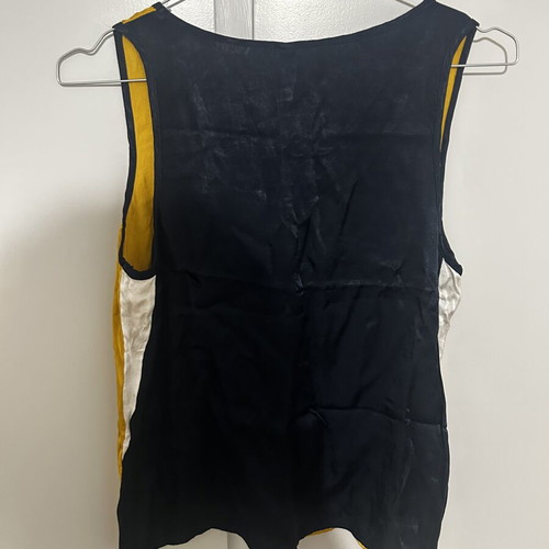 Silk top Mango medium like new, blue and yellow