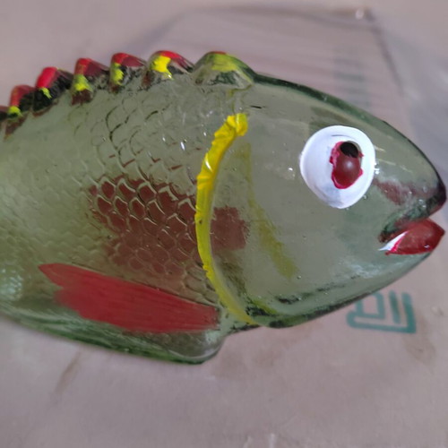 Vintage glass fish bottle like new, 1960s-1970s decorative piece