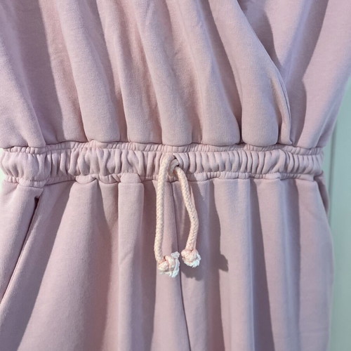 Noobass pink cotton jumpsuit, sporty style, drawstring waist, size L