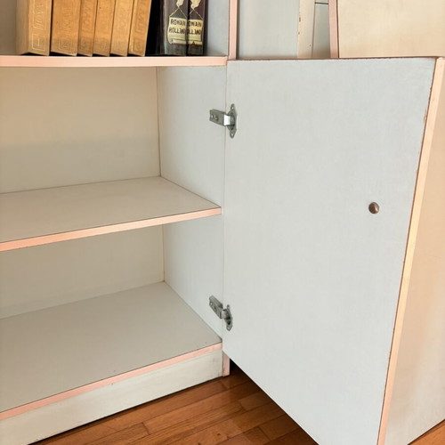 Two white bookcases with cupboard, 85cm width
