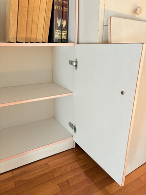 Two white bookcases with cupboard, 85cm width