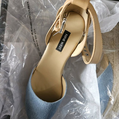 Nine West women's espadrilles new, size 37, blue with brown straps