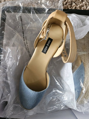 Nine West women's espadrilles new, size 37, blue with brown straps
