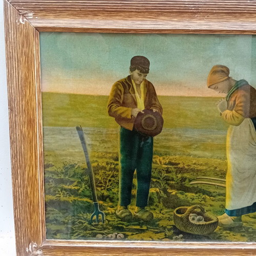 Vintage lithograph framed artwork The Angelus by Jean-Francois Millet like new 57x37