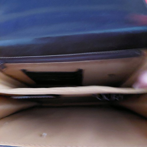 Leather brown men's bag used, slim for documents up to A4 and tablet