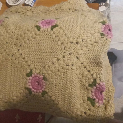 Handmade knitted blanket used in excellent condition
