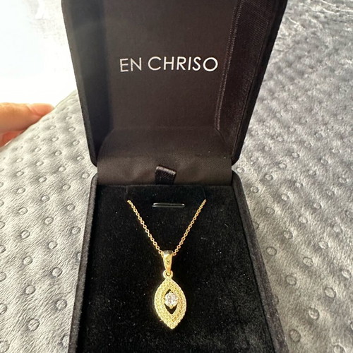 Silver gold-plated necklace with zircon new