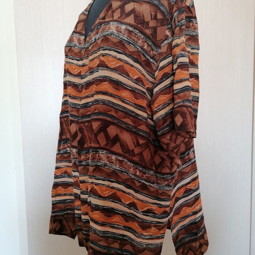 Persona by Marina Rinaldi silk shirt like new, beige and brown, size 1XL/2XL