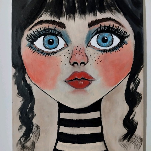 Canvas painting Spellbinding Gaze new acrylic 18×25.5 cm