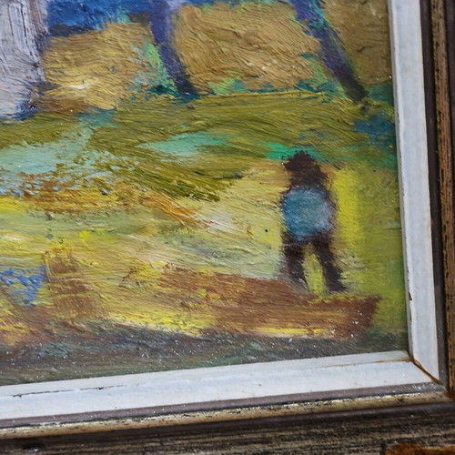 Old Dutch oil painting on fiberboard used