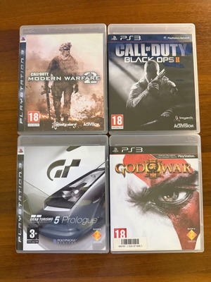PS3 Bundle of 4 Games God of War III, COD Black Ops II, MW2, Gran Turismo 5 like new