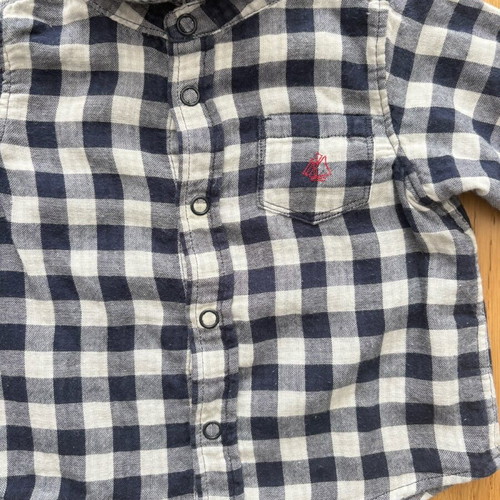 Petit Bateau shirt checked cotton, size 12 months, like new
