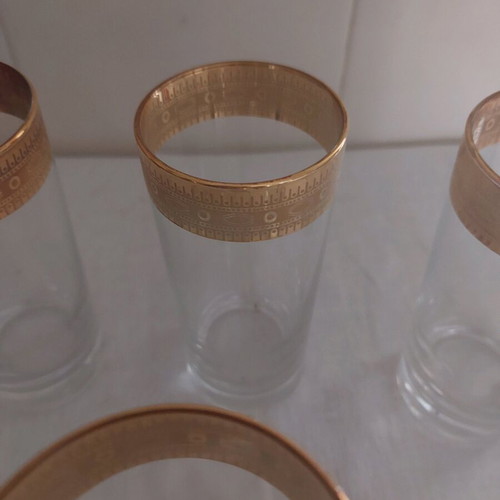 Venetian crystal water glasses with 22 karat gold leaf, set of 6 new
