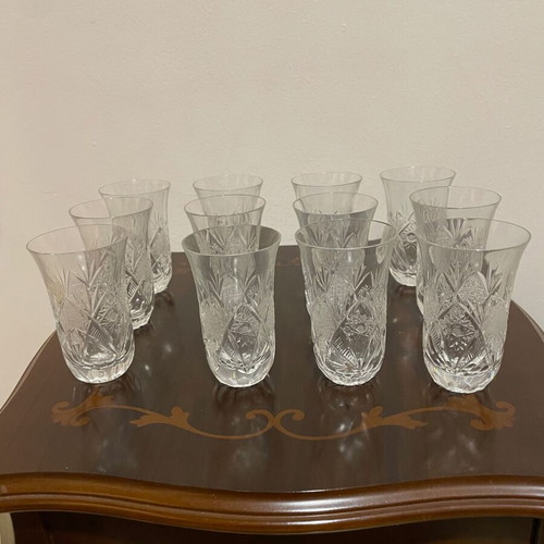 Crystal whiskey glasses set of 6 vintage new 9.5x6 cm