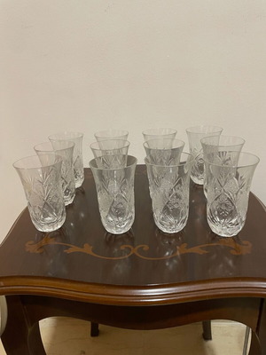 Crystal whiskey glasses set of 6 vintage new 9.5x6 cm