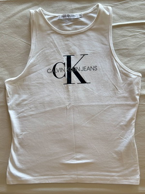 Calvin Klein Jeans white logo tank top, size S