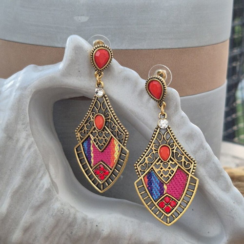 Boho earrings new, colorful and gold-tone