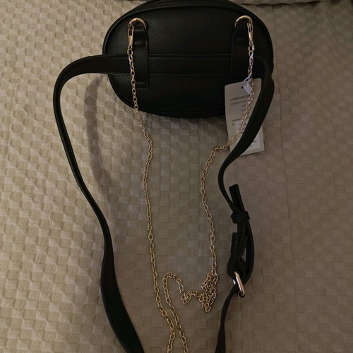 Waist bag new, black quilted with chain