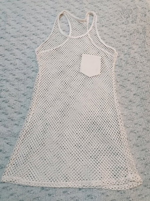 Mesh blouse used size M white with leather pocket