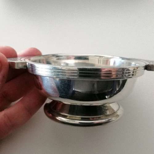 Vintage Scotland Quaich metal bowl used with Celtic engravings