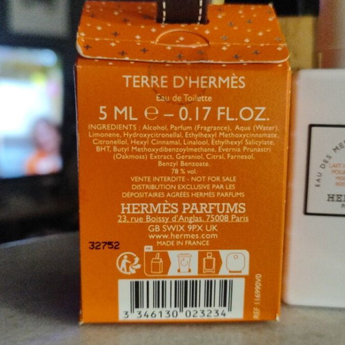 Hermes Set Perfume Terre d'Hermes 5 ml and Body Lotion Eau des Merveilles new