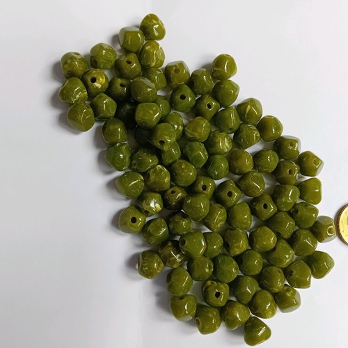 Green olive beads, pack of 90