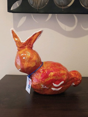 Ceramic Rabbit Handmade New Red Easter Ioan Art