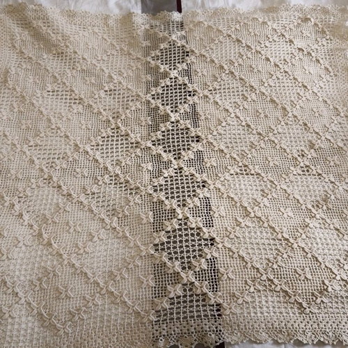 Handmade beige table runner like new 75 x 75
