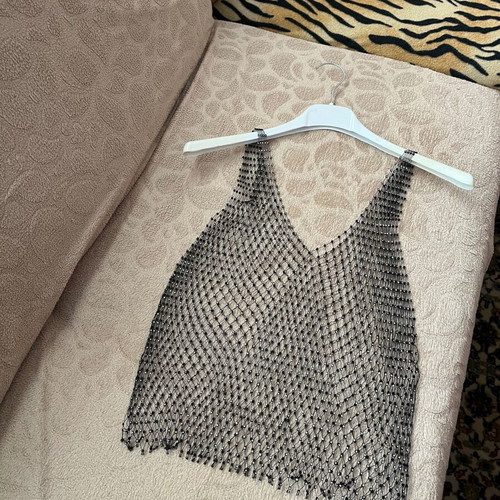 Unique mesh top new, black, size M