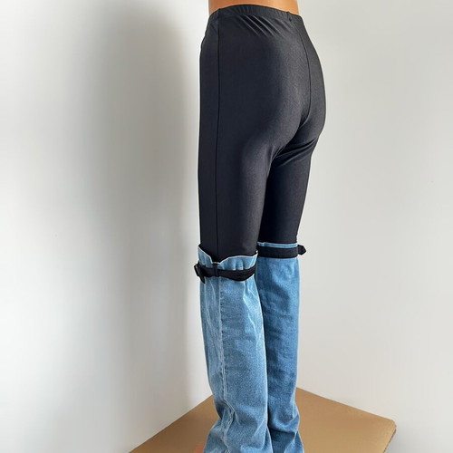 Trend denim pants like new, black and blue, sizes S/M