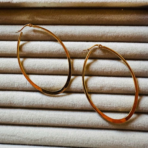 Steel gold oval hoop earrings used