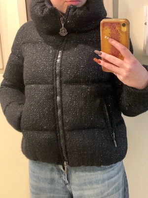 Moncler jacket like new, black knit with silver thread