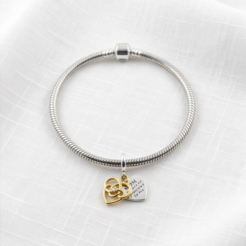 Pandora double heart charm S925 ALE, new, gold and silver