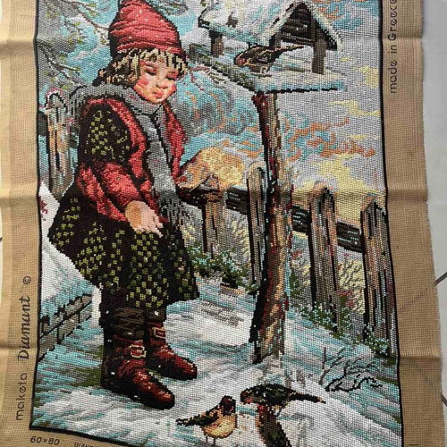 Handmade textile painting frame like new, 0.65x0.46 m